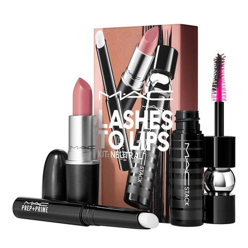 Set Son MAC Lashes To Lips Kit Velet Teddy Stack Neutral 3 Món